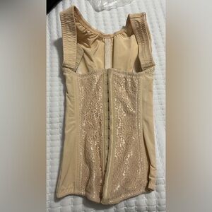 Colombian Waist Trainer Corset – Beige Lace Compression Faja